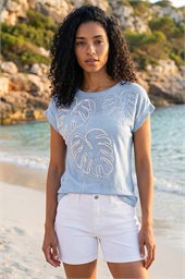 Embroidered Leaf T-Shirt