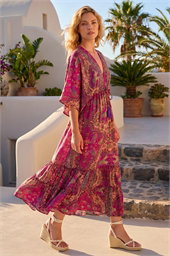 Paisley Print Boho Maxi Dress