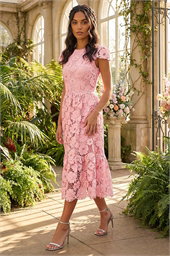 Crochet Floral Lace Midi Dress