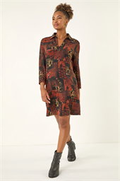Patchwork Print Shift Dress