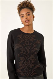 Glitter Embossed Knit Top
