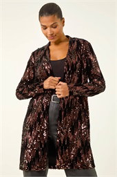 Sequin Velvet Longline Jacket