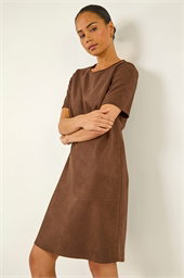 Petite Faux Suede Stretch Shift Dress