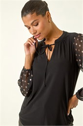 Chiffon Foil Spot Top