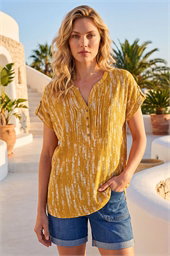 Abstract Print Buttoned Top