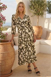 Abstract Floral Midi Dress