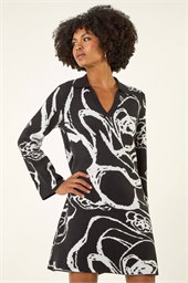 Floral Abstract Knit Dress