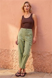 Casual Elastic Waist Cargo Stretch Trousers