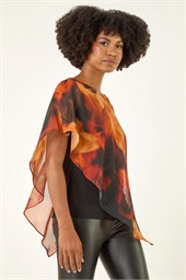Fire Metallic Asymmetric Overlay Top