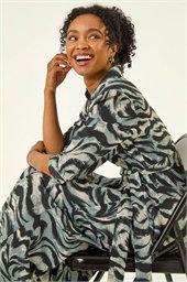 Petite Animal Print Stretch Shirt Dress
