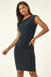 Shimmer Cowl Neck Stretch Dress