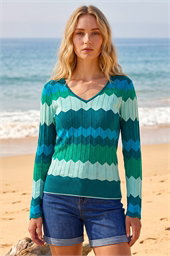 Wave V-Neck Knit Jumper