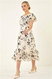 Petite Floral Frill Hem Midi Dress