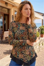 Ditsy Floral Print Tunic Top