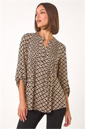 Diamond Print Pintuck Pleat Shirt