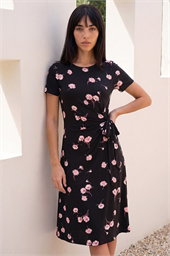 Petite Floral Side Tie Midi Dress