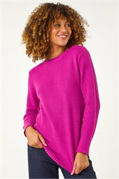 Textured Curved Hem Jumper