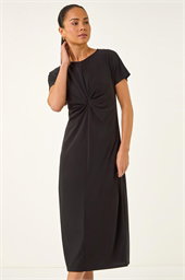 Petite Twist Front Stretch Midi Dress