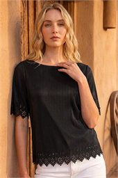 Cut Out Hem Ribbed Top