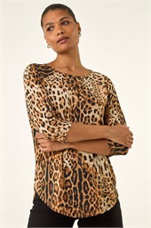 Animal Print Raglan Stretch Top