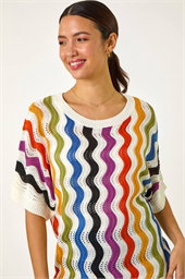 Vertical Striped Wave Knit Jumper