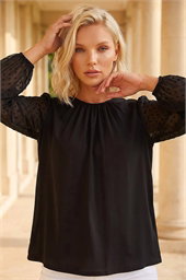 Petite Contrast Dobby Stretch Top