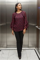 Petite Animal Frill Sleeve Top