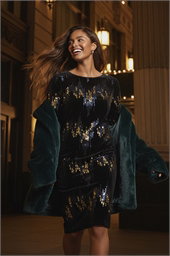 Sequin Velvet Shift Stretch Dress