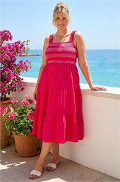 Curve Strappy Shirred Midi Dress