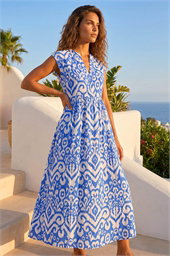 Aztec Print Midi Smock Dress