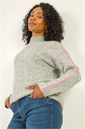Petite Contrast Stitch Knit Jumper