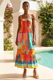 Petite Patchwork Tiered Maxi Dress