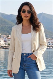 Dusk Stripe Tie Belt Blazer