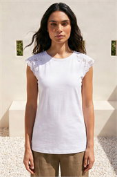 Cotton Lace Cut Out Detail Top