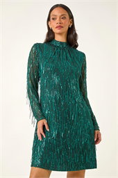 Dusk All Over Fringe Shift Dress