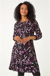 Petite Floral Keyhole Detail Dress