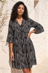 Abstract Crinkle Smock Dress
