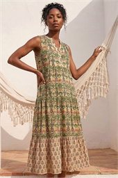Border Print Midi Smock Dress