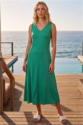 Sleeveless V-Neck Midi Dress