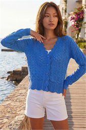 Pointelle Button Knit Cardigan