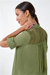 Hanky Hem Lace Trim Shirt