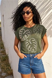 Embroidered Leaf T-Shirt
