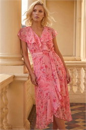 Petite Floral Frill Midi Dress