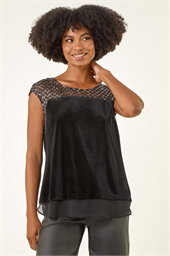 Velvet Sequin Mesh Top
