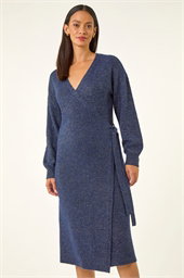 Dusk Shimmer Wrap Knit Dress