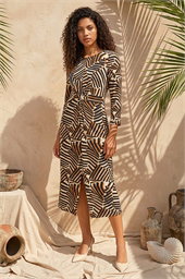 Petite Abstract Print Knot Front Dress
