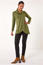 Wrap Front Cowl Neck Top