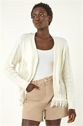 Lightweight Fringe Hem Knit Cardigan