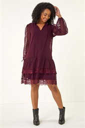Petite Frill Tie Front Lace Dress