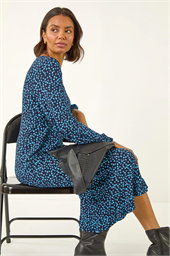 Spot Print Keyhole Midi Dress